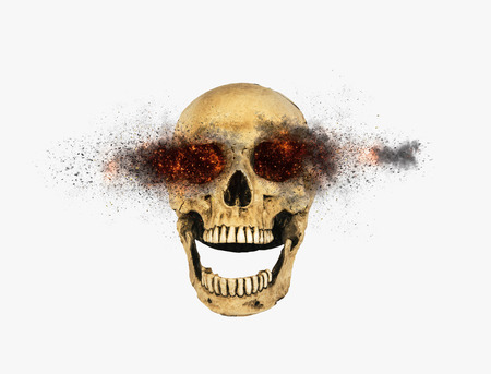 skull flames Fire effectの写真素材