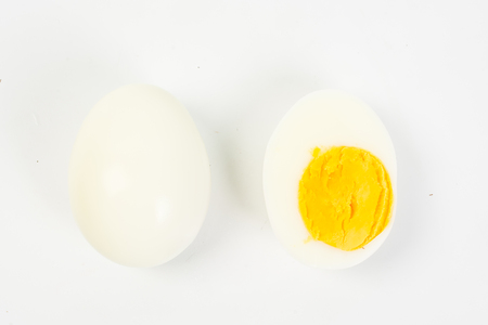 boiled egg on white backgroundの写真素材
