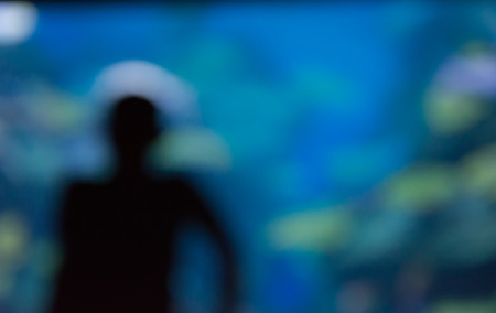 person with aquarium , abstract blurredの写真素材