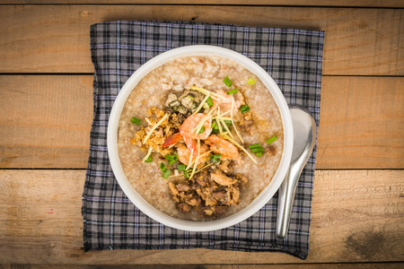 Mush rice on woodenの写真素材