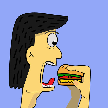 human with burgerのイラスト素材