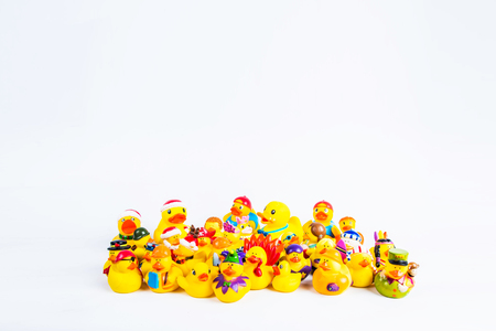bath duck om white background,duck toy,Cute yellow rubber duckの写真素材