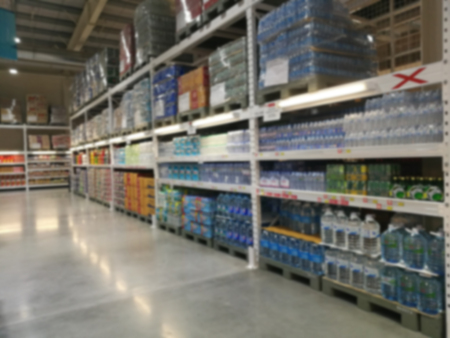 shelf supermarket  in blurry for backgroundの写真素材