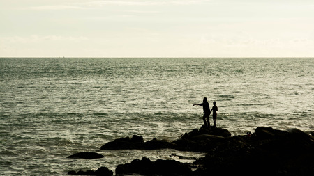 Silhouette  of fishermanの写真素材