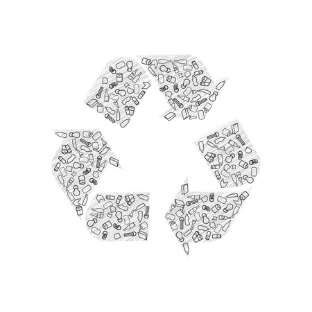 Recycling icons including paper, glass, aluminum, cardboard and plasticのイラスト素材