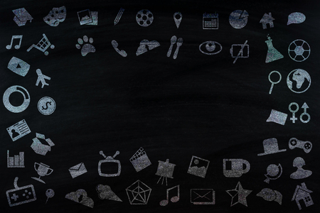 icon on blackboardの写真素材