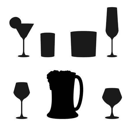 set of Alcoholic beverages , vector iconのイラスト素材