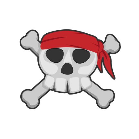 pirate skull, red bandana and bonesのイラスト素材