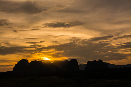 sky in twilight time with mountain ,Thailandの写真素材