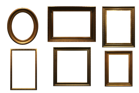 wooden  picture frame on white background