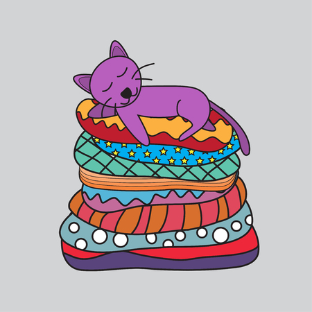 Cat sleeping on the couchのイラスト素材