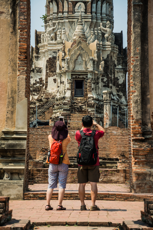 AYUTTHAYA, THAILAND Ruins and Antiques at the Ayutthaya Historical Parkの写真素材
