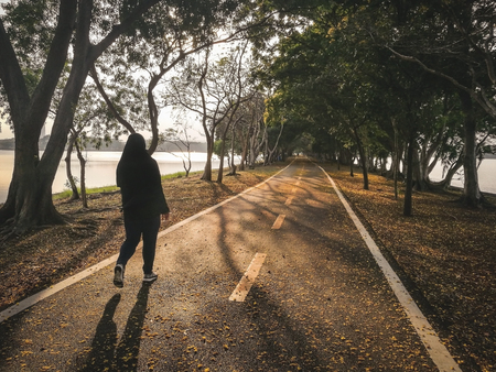 person exercise in the park , vintage filterの写真素材