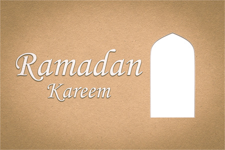 Arabic arch windows or doors and 'Ramadan Kareem', paper cut styleの写真素材