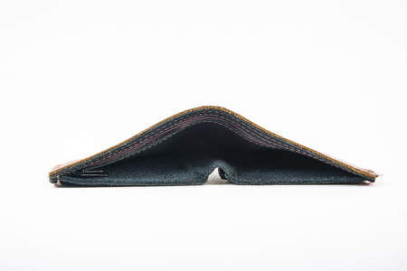 leather wallet isolated on white background .
