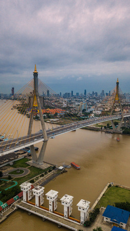 Rama 9 Bridge in Thailand ,Bird eye view .の写真素材
