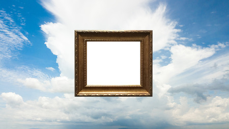 picture frame on the sky background ,empty space ,Available space for a variety of applications