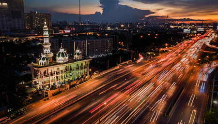mosque with road in twilight time