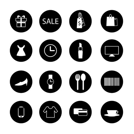 shopping icon set, vector on white backgroundのイラスト素材