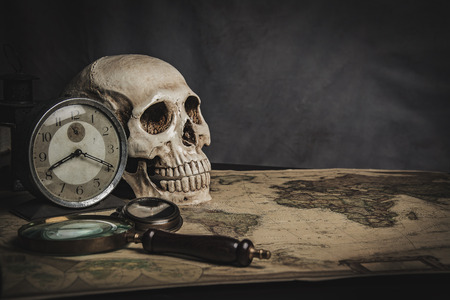 skull on the table , still life  .の写真素材