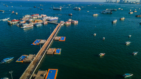 Aerial view of  Tour port in Pattaya , Thailand .