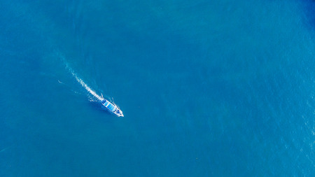 Aerial view of speed boat in the sea .の写真素材