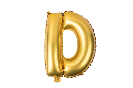 English alphabet   from yellow (Golden) balloons on a white background .の写真素材
