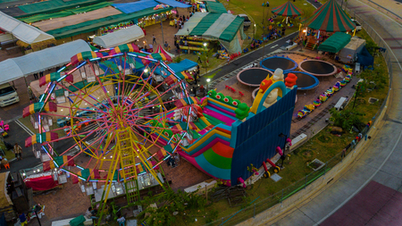 Aerial photos of temple festival in Thailand .のeditorial素材