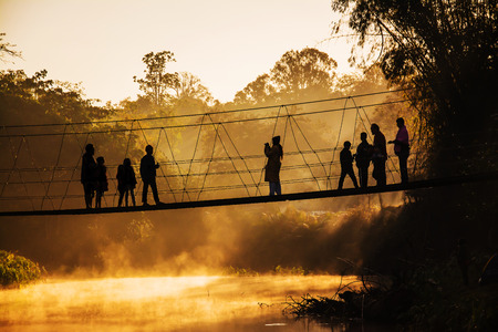 Silhouette of  tourist in the morning time .の写真素材