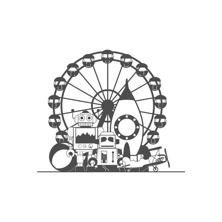 Toys outline image illustrationのイラスト素材