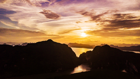 landscape of Mountain in Twilight Time  , Krabi Thailand .の写真素材