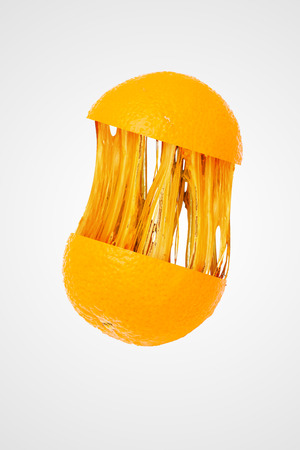 Orange fruit on white background .の写真素材