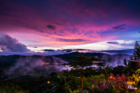 landscape Mountain with sunset  in  Nan Thailand .の写真素材