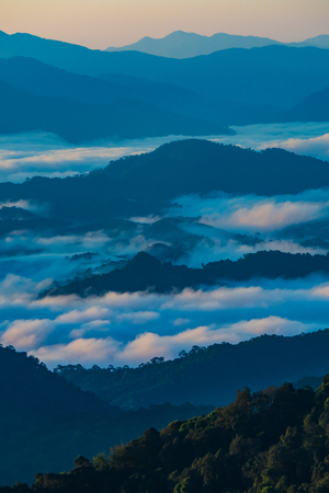 landscape  of  Mountain with Mist in  Nan province Thailand .の写真素材