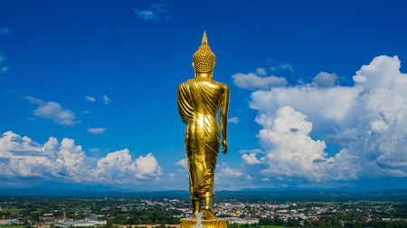 Great Golden Buddha statue at the"Wat Phra That Kao Noi" , Nan province, Thailand  .の写真素材