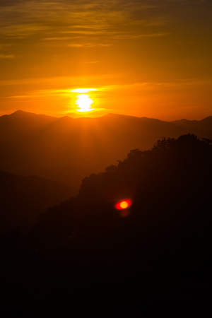 landscape Mountain with sunset  in  Nan Thailand .