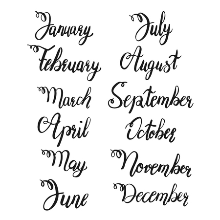 Calligraphy Months of the Calendarのイラスト素材