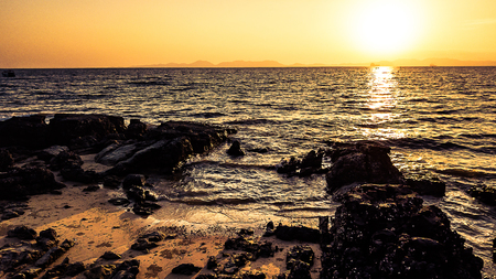 Sea landscape in Twilight time at Ban Khlong Muang, Krabi, Thailand , aerial view  .の写真素材