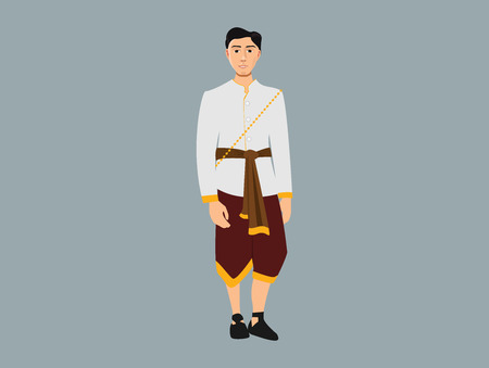 Young men in the national costume of Thailandのイラスト素材