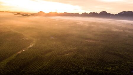 Aerial photo  of Beautiful morning  , Thailand .