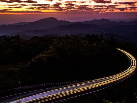 Sunrise in view point of Doi Inthanon National park, at Chiang Mai Province, Northern of Thailand.の写真素材