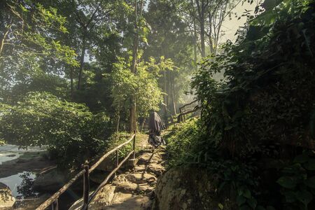 A riverside path in the forest Tourist attractions in Thailand .
