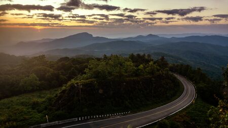 Sunrise in view point of Doi Inthanon National park, at Chiang Mai Province, Northern of Thailand.