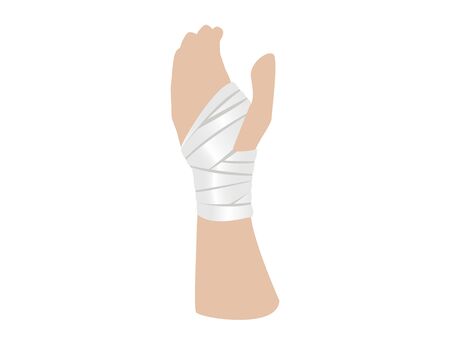  first aid hands with bandage bandage in the palm and wrist regionのイラスト素材