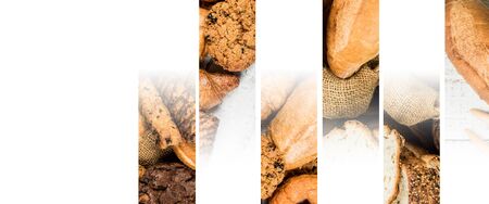 Top view banner Bakery on wood backgroundの写真素材