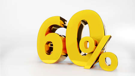 60% Golden symbol , 3D renderの写真素材