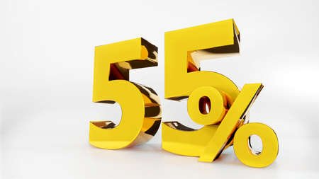 55% Golden symbol , 3D render