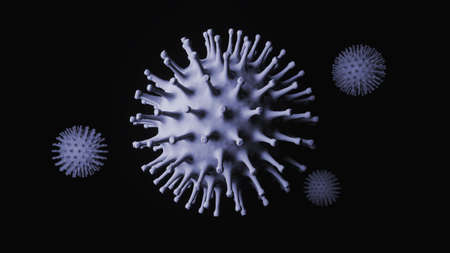 Coronavirus 2019-nCov novel coronavirus concept coronaviruses influenza as dangerous 
flu strain cases as a pandemic. Microscope virus close up. 3d renderの写真素材