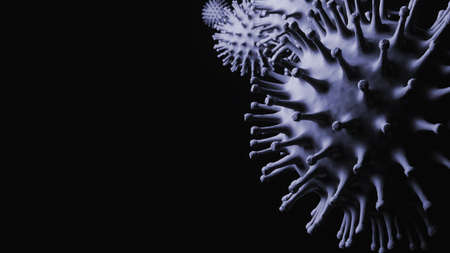 Coronavirus 2019-nCov novel coronavirus concept coronaviruses influenza as dangerous flu strain cases as a pandemic. Microscope virus close up. 3d renderの写真素材