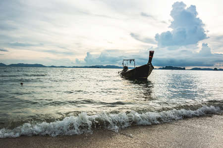 fishing boat in the sea , Krabi Thailandの写真素材